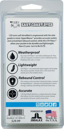 ECD Lacrosse Semi-Soft Hero 12D Goalie Mesh 7 ECD Lacrosse Semi-Soft Hero 12D Goalie Mesh -Ball Series Store 102410Z White PKG alt1