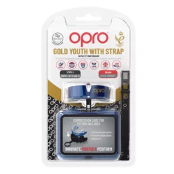 OPRO Youth Self-Fit Gold Mouth Guard -Ball Series Store 10251000 Blue PKG