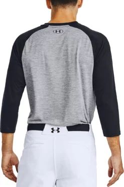Under Armour Men's Utility 3/4 Sleeve Shirt -Ball Series Store 1358776 035 CharcoalHthrGreyBlack MODBCK
