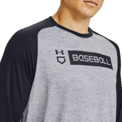 Under Armour Men's Utility 3/4 Sleeve Shirt -Ball Series Store 1358776 035 CharcoalHthrGreyBlack MODDET
