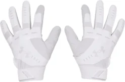 Under Armour Girls' Radar 22 Softball Batting Gloves -Ball Series Store 1372535 100 WhiteHaloGray BCK