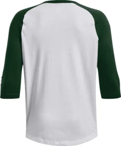 Under Armour Youth Classic 3/4 Sleeve Baseball Shirt -Ball Series Store 1375661 301 WhiteForestGreen BCK