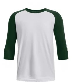 Under Armour Youth Classic 3/4 Sleeve Baseball Shirt -Ball Series Store 1375661 301 WhiteForestGreen FRT