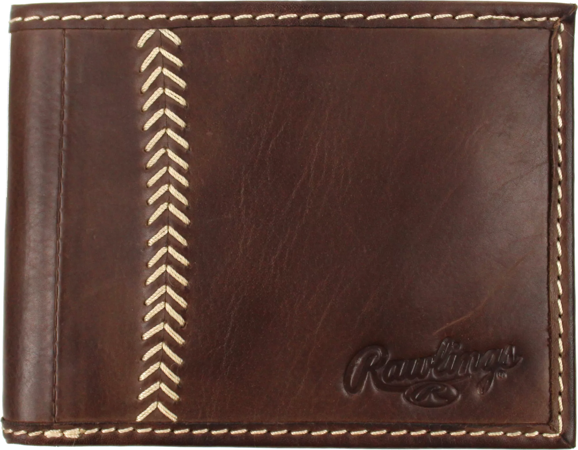 Rawlings Baseball Stitch Leather Bi-Fold Wallet 3 Rawlings Baseball Stitch Leather Bi-Fold Wallet