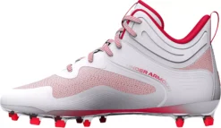 Under Armour Command MC Mid Lacrosse Cleats -Ball Series Store 3025639 101 WhiteRed INS