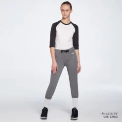 Mizuno Girls' Belted Stretch Softball Pants 13 Mizuno Girls' Belted Stretch Softball Pants -Ball Series Store 350783 929204 Charcoal BCK