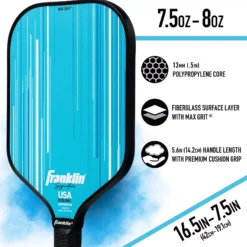 Franklin Signature Pro 13mm Pickleball Paddle 13 Franklin Signature Pro 13mm Pickleball Paddle -Ball Series Store 52983C2 Blue TEC alt1