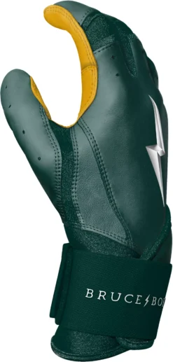 Bruce Bolt Adult Long Cuff Gold Palm Batting Gloves -Ball Series Store BB LC GRNG L Green AL