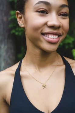 Chelsea Charles Women's Sport Lacrosse Necklace And Earrings Gift Set -Ball Series Store CCS LAC G NE Gold DET alt1