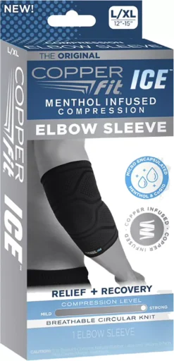 Copper Fit ICE Compression Elbow Sleeve -Ball Series Store CFICEELBOW CFIELLXL Black DET alt4