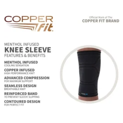 Copper Fit ICE Compression Knee Sleeve 22 Copper Fit ICE Compression Knee Sleeve -Ball Series Store CFICEKNEE CFIKNLXL Black DET alt8