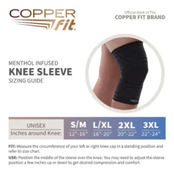 Copper Fit ICE Compression Knee Sleeve 23 Copper Fit ICE Compression Knee Sleeve -Ball Series Store CFICEKNEE CFIKNLXL Black DET alt9