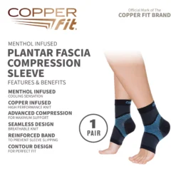 Copper Fit ICE Plantar Fascia Compression Sleeves 11 Copper Fit ICE Plantar Fascia Compression Sleeves -Ball Series Store CFIPL LXL4 Black TEC alt2