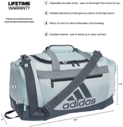 Adidas Defender VI Small Duffel Bag -Ball Series Store DEFENDERIVSM 5155145 AlmostBlueOinxGrey TEC