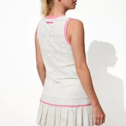 EleVen By Venus Williams Women's Devotion Luxe Tennis Tank Top -Ball Series Store EVT UG TA690 White MODBCK