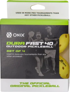 Onix Sports Dura Fast 40 Outdoor Pickleball - 4 Pack -Ball Series Store KZDF004 Y4 Yellow PKG