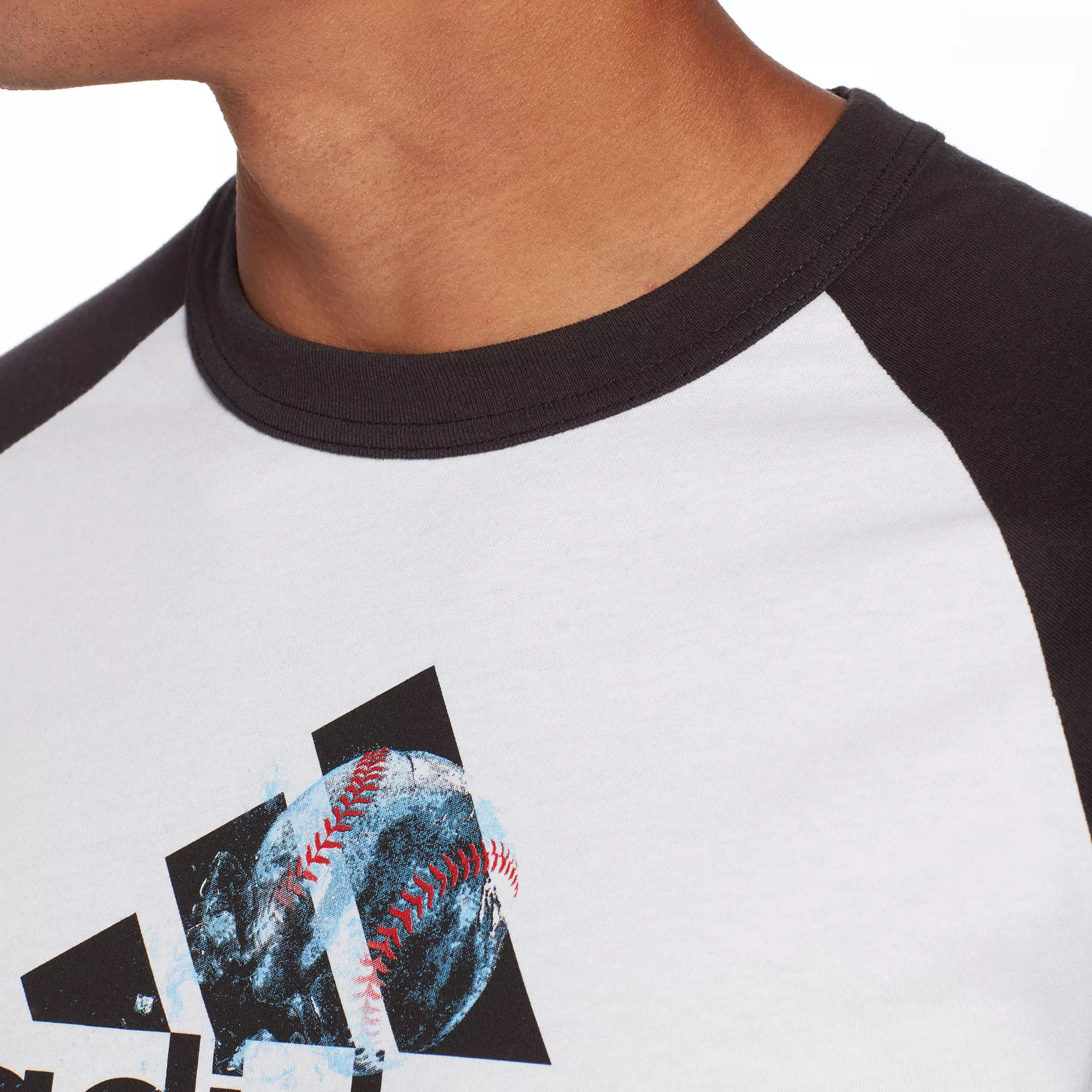 Adidas Men's Triple Stripe Graphic ¾ Sleeve Baseball Shirt 7 Adidas Men's Triple Stripe Graphic ¾ Sleeve Baseball Shirt - Image 5