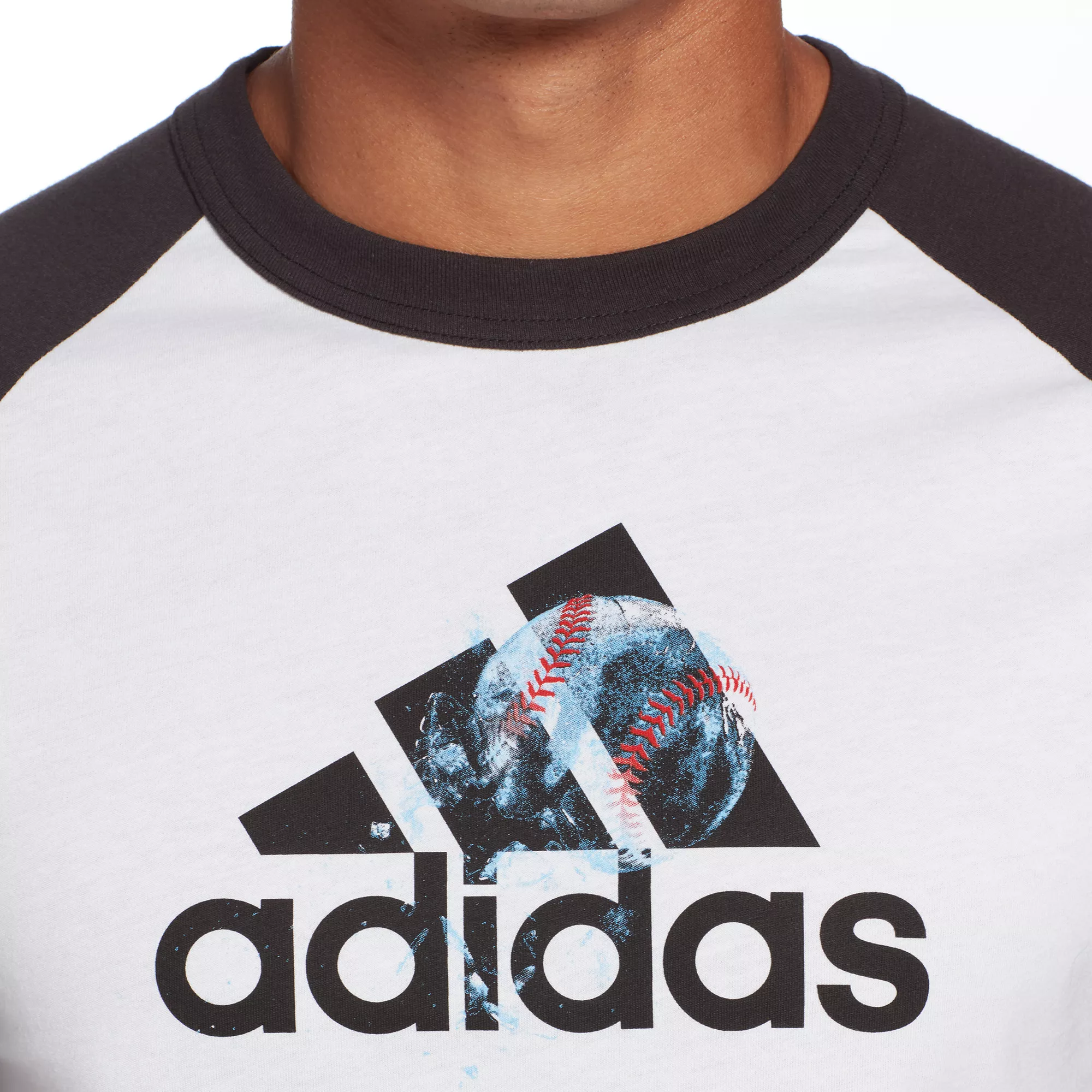 Adidas Men's Triple Stripe Graphic ¾ Sleeve Baseball Shirt 6 Adidas Men's Triple Stripe Graphic ¾ Sleeve Baseball Shirt - Image 4
