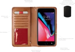 Rawlings Leather Magnetic Wallet & Phone Case 7 Rawlings Leather Magnetic Wallet & Phone Case -Ball Series Store RS10056 Tan TEC